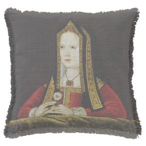 Elizabeth of York Portrait 50cm x 50cm Fringed Cotton/Poly Cushion Cover