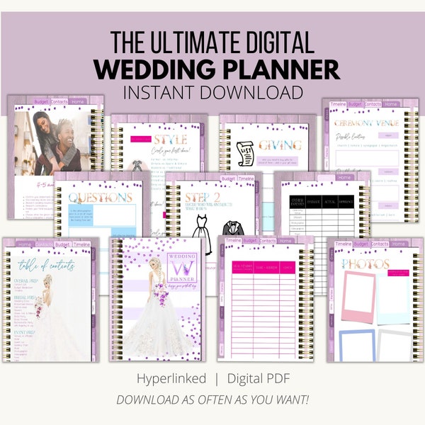 The Ultimate Wedding Planner, Goodnotes Planner, PDF Planner, Hyperlinked Planner, iPad Planner