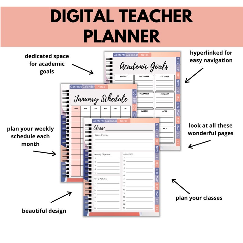 Digital Teacher Planner, PDF Planner, iPad Planner, Goodnotes Planner