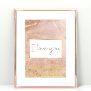 Rosa y Oro Abstracto &quot;Te Amo&quot; Ilustraciones Imprimibles, Obras De Arte San Valentín, Obras Femeninas, Te Amo PNG, Arte mural, Amor clipart