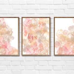 Pink and Gold Abstract "Love" Printable Artwork, Valentine's Day Artwork, Digital download, Love sign, I love you png, Love wall art