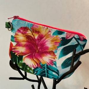 Tropical Floral Coin Purse – Zippered Card Holder