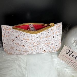 Dog Pattern Wallet | Neutral Faux Leather with Zippered Coin Pouch & Card Slots | Purse Pal