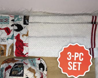 Juego de cocina estilo granja: fundas para cuencos y toallas