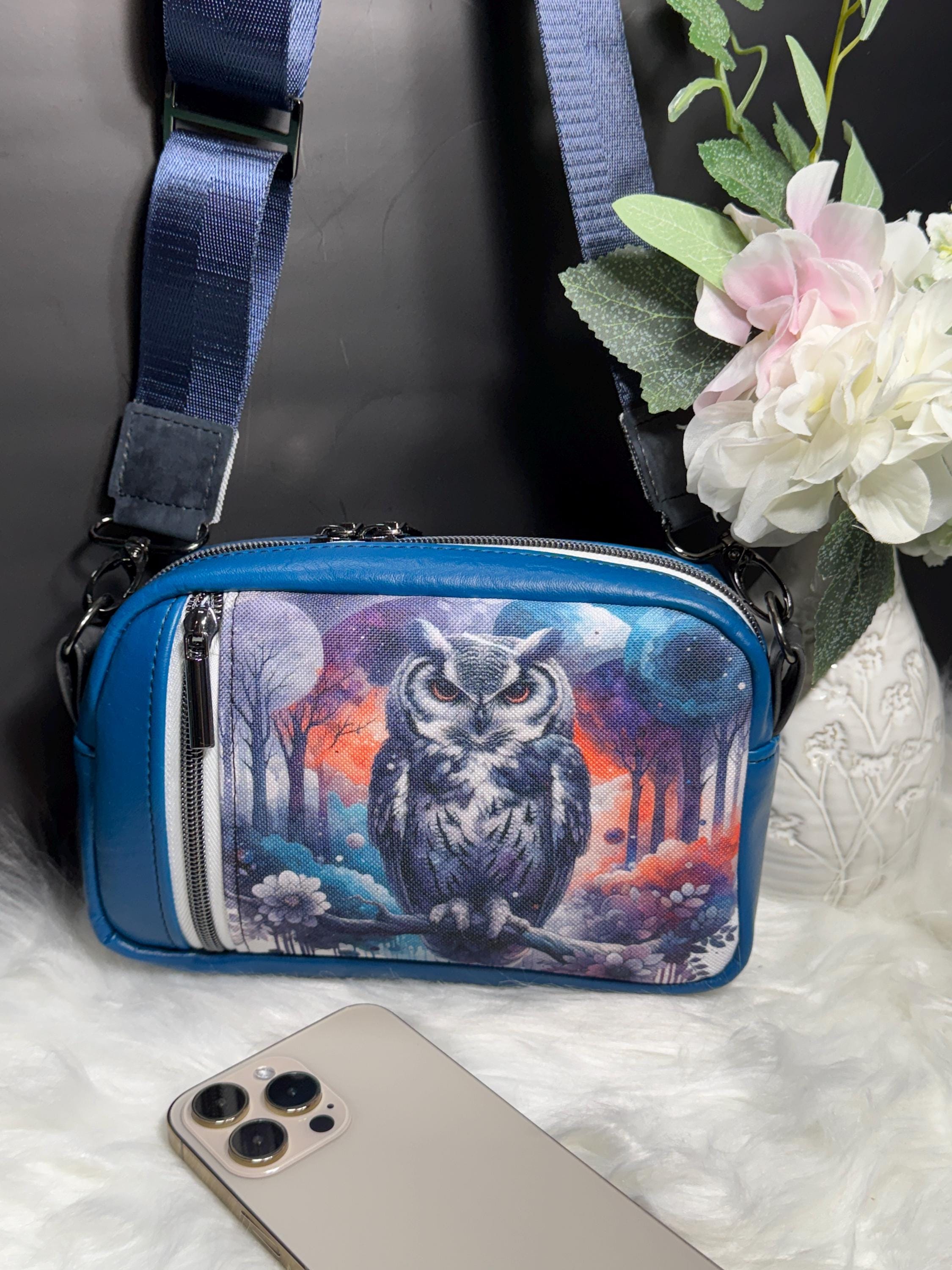 Owl Crossbody Bag &ndash; Faux Leather Forest Panel