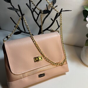 Luxurious Pink Faux Leather Mini Crossbody Bag