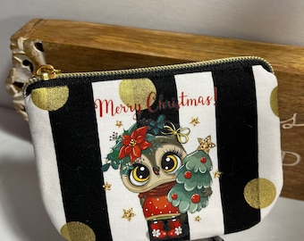 Monedero de búho navideño – Negro y dorado