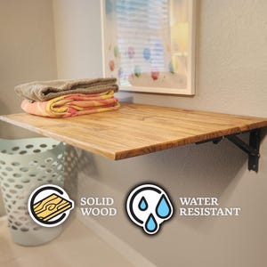 Free Shipping: Laundry Folding Table, Custom Fold Up, Water Resistant, Space Saving, Pop-up Solid Wood Table, Folding Station, Mud Room