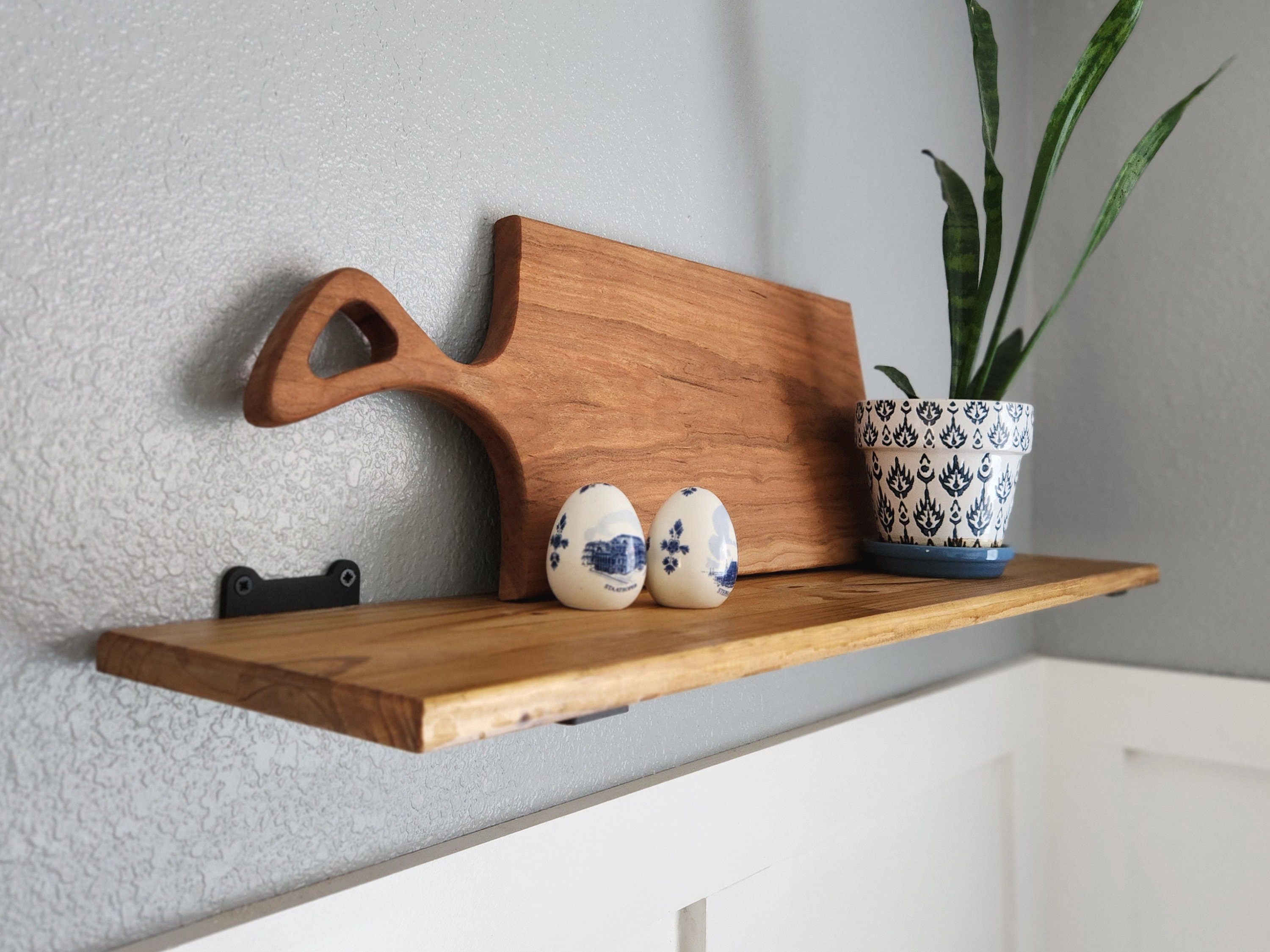 Custom Natural Wood Floating Shelf: Rustic Minimalist Decor - Etsy