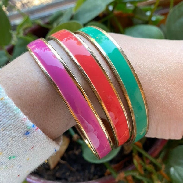 Set of Vintage-style Enamel Bracelets — Multiple Color Options