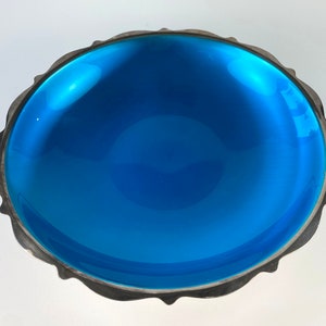 Vintage WM. A. Rogers Oval Silverplate Dish with Blue Enamel Interior — 8.5&quot; Diameter