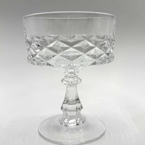 Set of Six Cristal d’Arques ‘Diamond’ Design Moulded Lead Crystal Coupe Champagne Glasses — Made in France