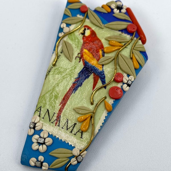 Vintage Handmade Panama-Inspired Artist's Pin / Brooch