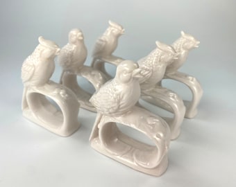 Vintage Ardalt Porcelain Bird-Shaped Napkin Rings — MADE IN JAPAN — Perfect for Farmhouse/Country Decor and Bird Lovers — Set of 6