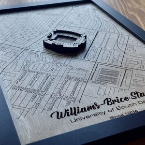 Art mural du stade Williams-Brice | Gamecocks de Caroline du Sud | Bois gravé au laser