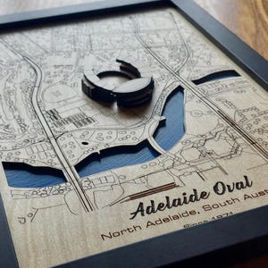 Adelaide Oval Wandkunst | Hafen Adelaide | Laser graviertes Holz | Acryl Wasser Effekt