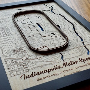 Indianapolis Motor Speedway kunst aan de muur | Indy 500 | Verizon 200 | 3D-meerlaags | Lasergegraveerd hout acryl watereffect