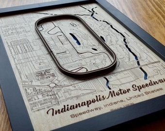 Indianapolis Motor Speedway Wall Art | Indy 500 | Verizon 200 | 3D Multi Layered | Laser Engraved Wood Acrylic Water Effect