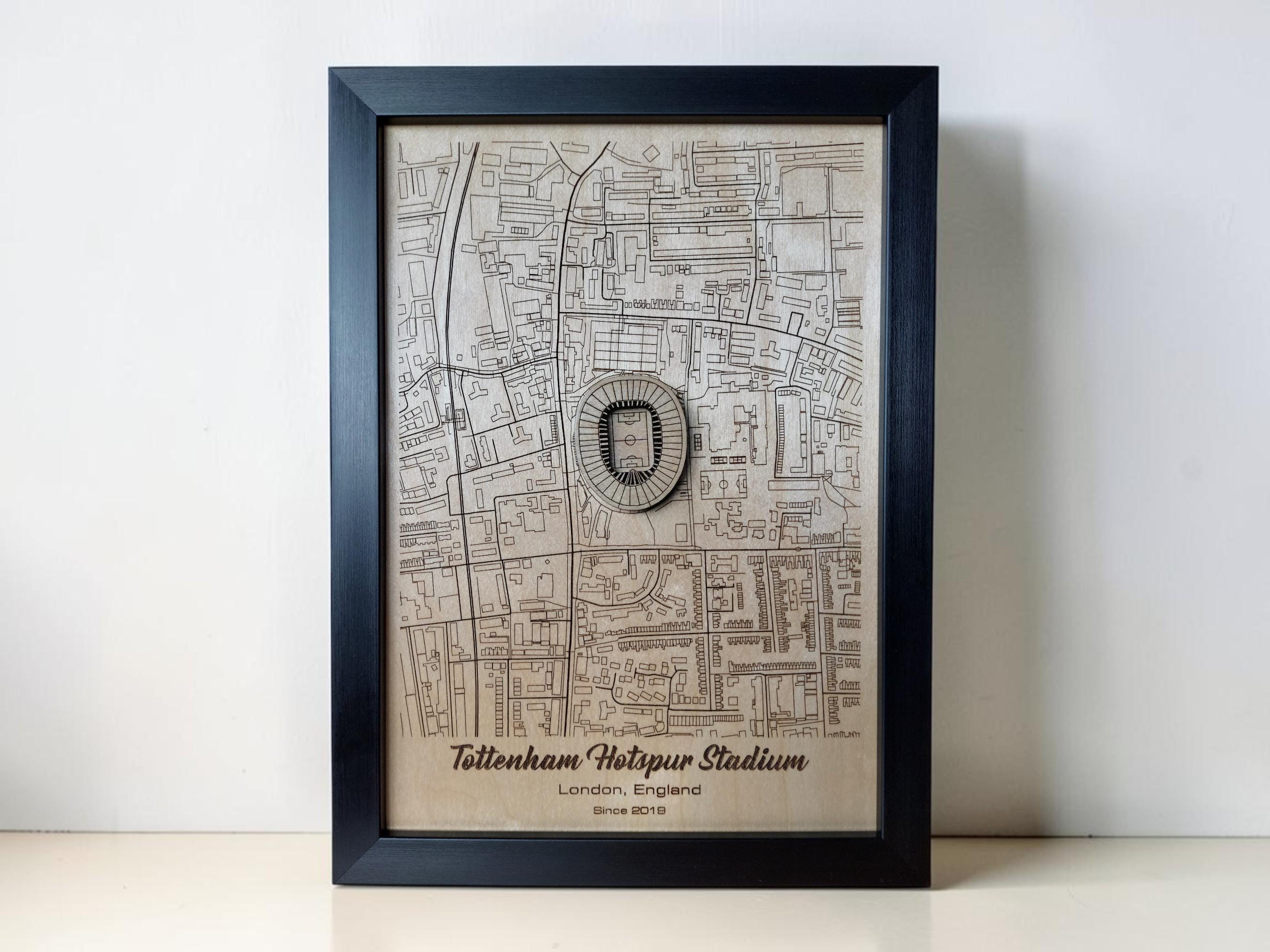Tottenham Hotspur Stadium Wall Art: Laser Engraved Wood, THFC Gift