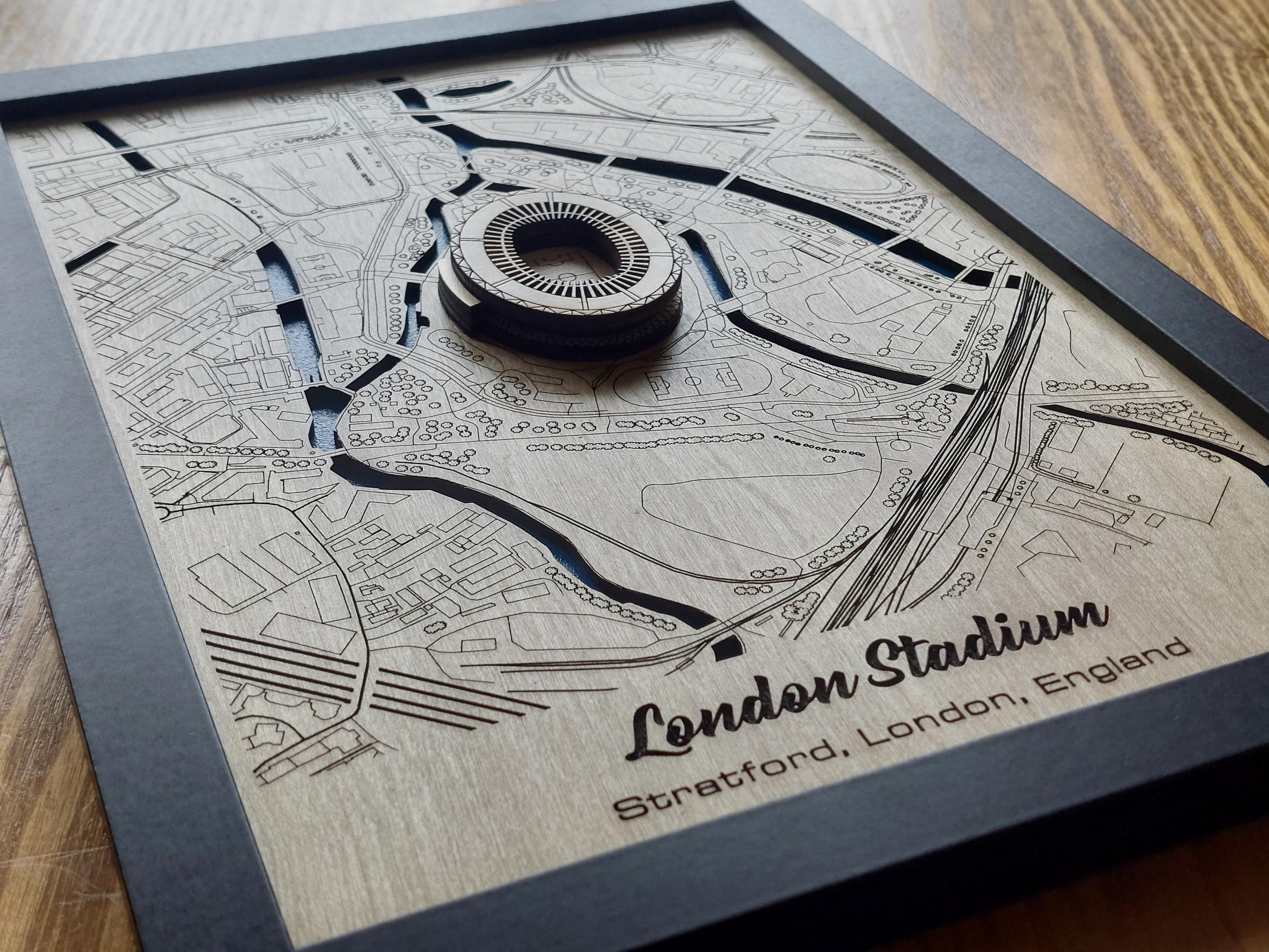 London Stadium Wall Art: Laser Engraved Wood, West Ham United FC Gift London Stadium Wall Art: Laser Engraved Wood, West Ham United FC Gift