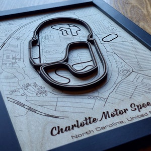 Charlotte Motor Speedway Wall Art | Bank of America Roval 400 | Laser Engraved Wood