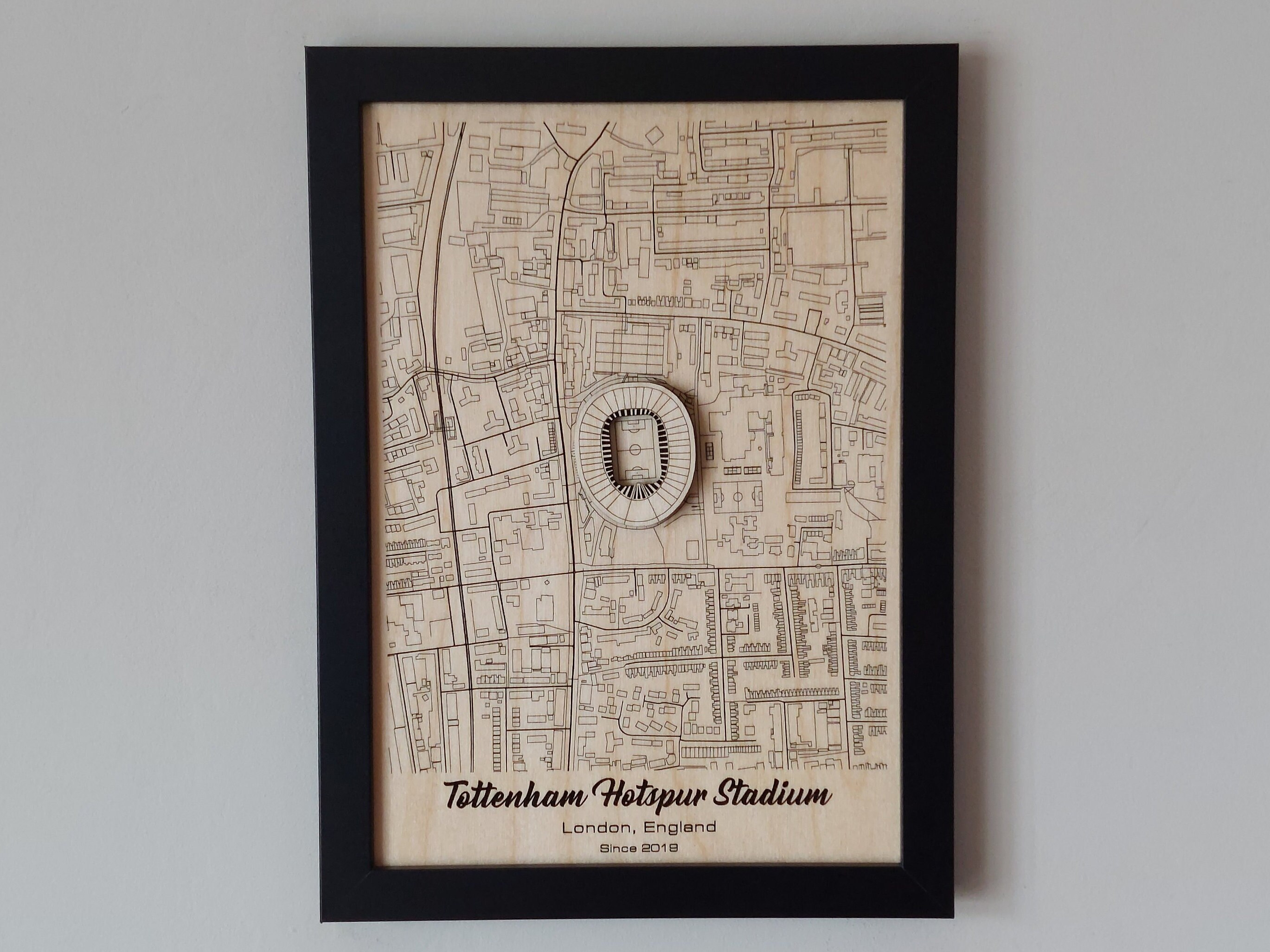 Tottenham Hp Tottenham Hotspur Stadium Wall Art: Laser Engraved Wood, THFC Gift ...