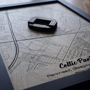 Celtic Park Stadium Wall Art | Celtic FC | Laser Engraved Wood