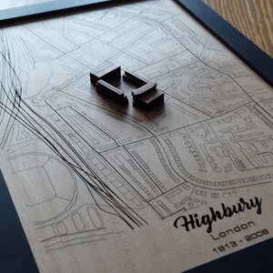 Highbury Wall Art | Domicile de l’Arsenal FC | | multicouche 3D Bois gravé au laser