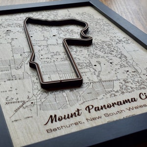 Muurkunst Panorama Circuit monteren | Bathurst | 3D-meerlaags | Lasergegraveerd hout acryl watereffect