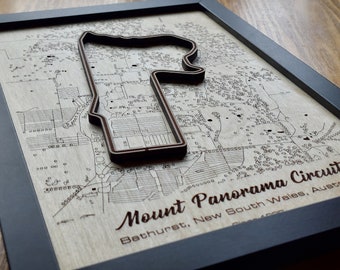 Mount Panorama Circuit Wall Art | Bathurst | 3D Multi Layered | Laser Engraved Wood Acrylic Water Effect