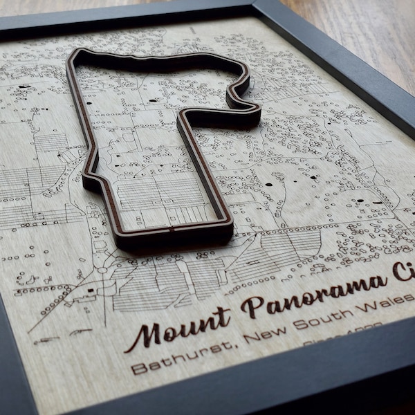 Mount Panorama Circuit Wall Art | Bathurst | 3D Multi Layered | Laser Engraved Wood Acrylic Water Effect