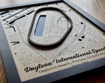 Daytona International Speedway Wall Art: Laser Engraved Wood, 500 NASCAR Gift