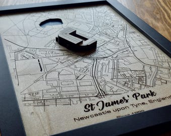 St James' Park Wall Art: Laser Engraved Wood, Newcastle Utd FC Gift