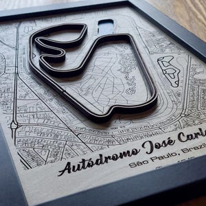 Muurkunst F1 GP Brazilië | Autodromo José Carlos Pace | 3D-meerlaags | Lasergegraveerd hout acryl watereffect