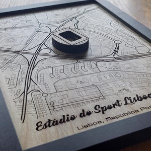 Estádio do Sport Lisboa e Benfica Wandkunst | Heimat von S.L Benfica | 3D Multi Layered | Lasergraviertes Holz