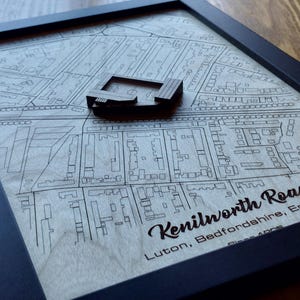 Kenilworth Road-muurkunst | Luton Town FC | Lasergegraveerd hout