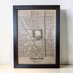 Wrigley Field Wall Art: Laser Engraved Wood, Chicago Cubs Gift