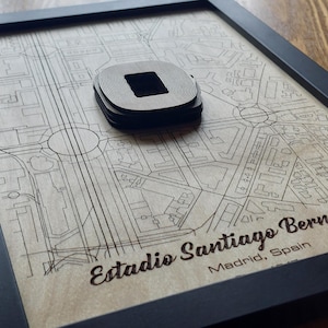 Art mural du stade Santiago Bernabéu | Real Madrid CF | Bois gravé au laser