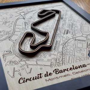 F1 Spaanse GP-muurkunst | Circuit de Barcelona-Catalunya | 3D-meerlaags | Lasergegraveerd hout acryl watereffect