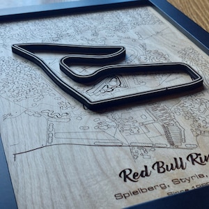 Décoration murale GP d'Autriche de F1 | Anneau Red Bull | Multicouche 3D | Bois acrylique gravé au laser effet eau