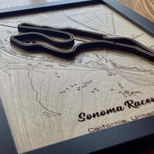 Arte mural de Sonoma Raceway / Gran Premio IndyCar de Sonoma / Madera grabada con láser / Efecto acrílico con agua