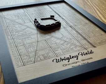 Wrigley Field Wall Art | Chicago Cubs | Laser Engraved Wood