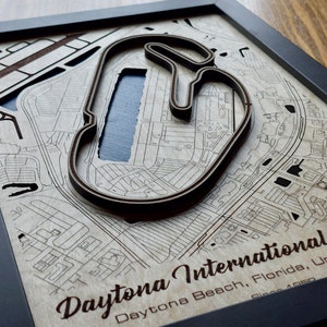 Daytona-muurkunst | Daytona International Speedway Road Course | 3D-meerlaags | Lasergegraveerd hout acryl watereffect