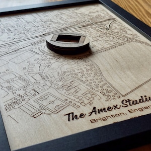 De muurkunst van het Amex Stadium | Brighton & Hove Albion FC | Lasergegraveerd hout