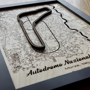 Autodromo Nazionale Monza kunst aan de muur | F1 Italiaanse GP | Lasergegraveerd hout | Acrylwatereffect