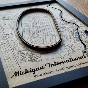 Muurkunst Michigan International Speedway | 3D-meerlaags | Lasergegraveerd hout acryl watereffect