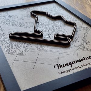 F1 Hongaarse GP-muurkunst | Hungaroring | 3D-meerlaags | Lasergegraveerd hout acryl watereffect