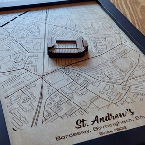 St Andrew's Wall Art / Hogar del Birmingham City FC / 3D Multicapa / Efecto agua acrílico de madera grabado con láser