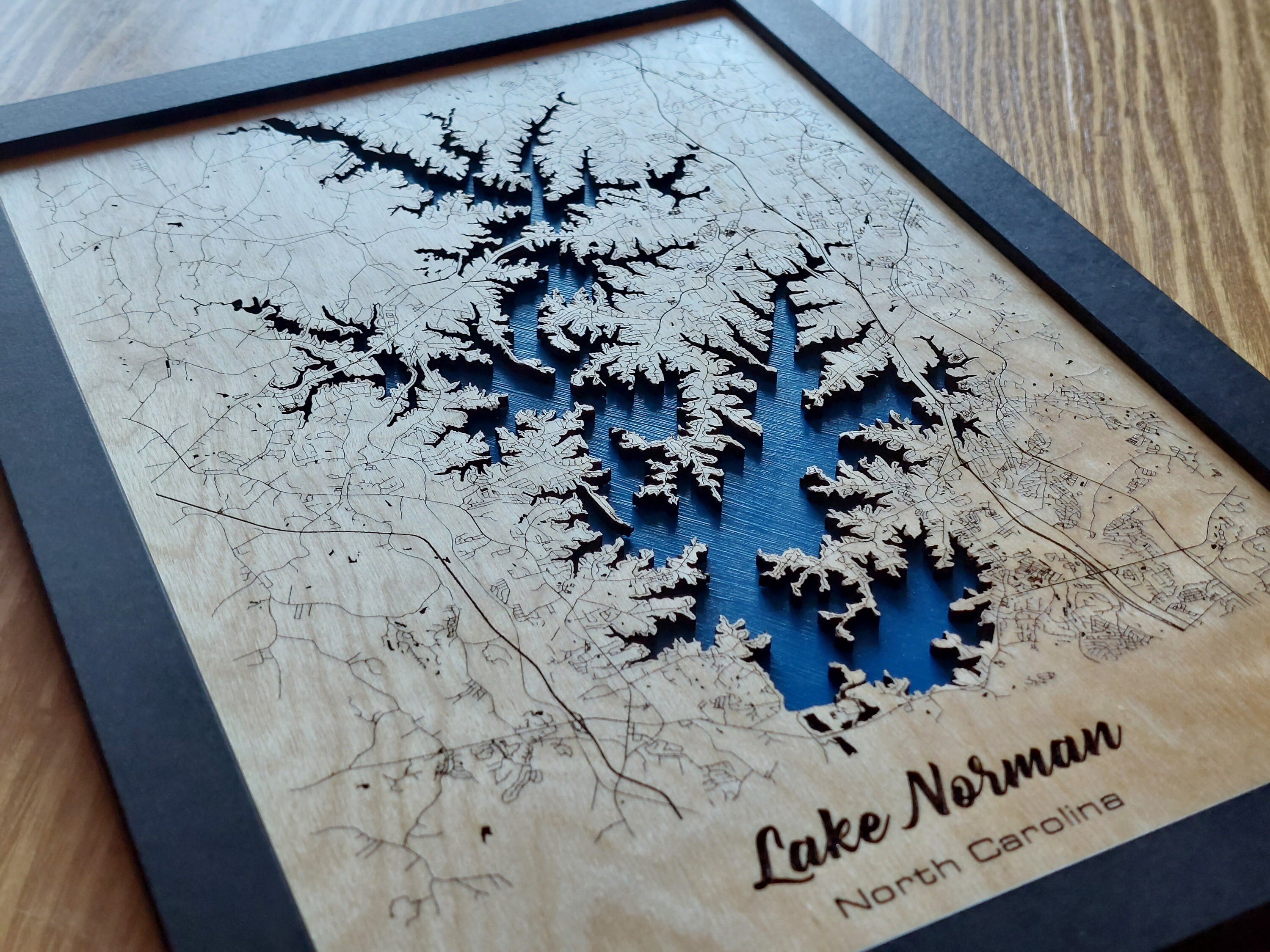 Lake Norman Wall Art North Carolina 3D Multi Layered Laser Engraved Wood Acrylic Water Effect Etsy