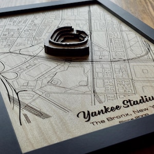 Yankee Stadion Wand Kunst | New York Yankees | Lasergraviertes Holz